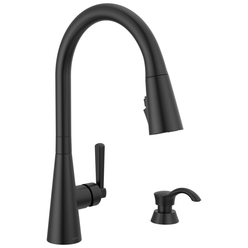 Boyd Pull Down Sprayer Kitchen Sink Faucet with Matching Soap Dispenser, Matte Black