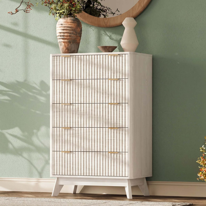 Donati 5-Drawer Dresser, Wood Chest of Drawers, White
