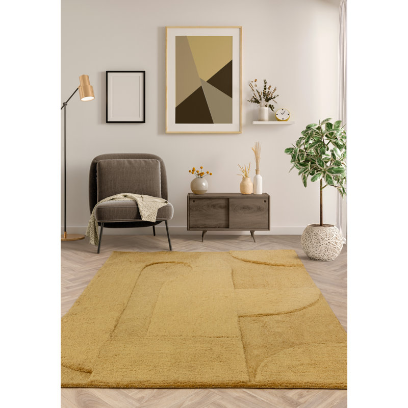 Claverton Cozy Geometric Tufted Yellow Area Rug, Rectangle 200 x 290cm