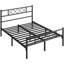 Modern Metal Bed Frame with Cross-design Headboard & Footboard-230473511-205874056