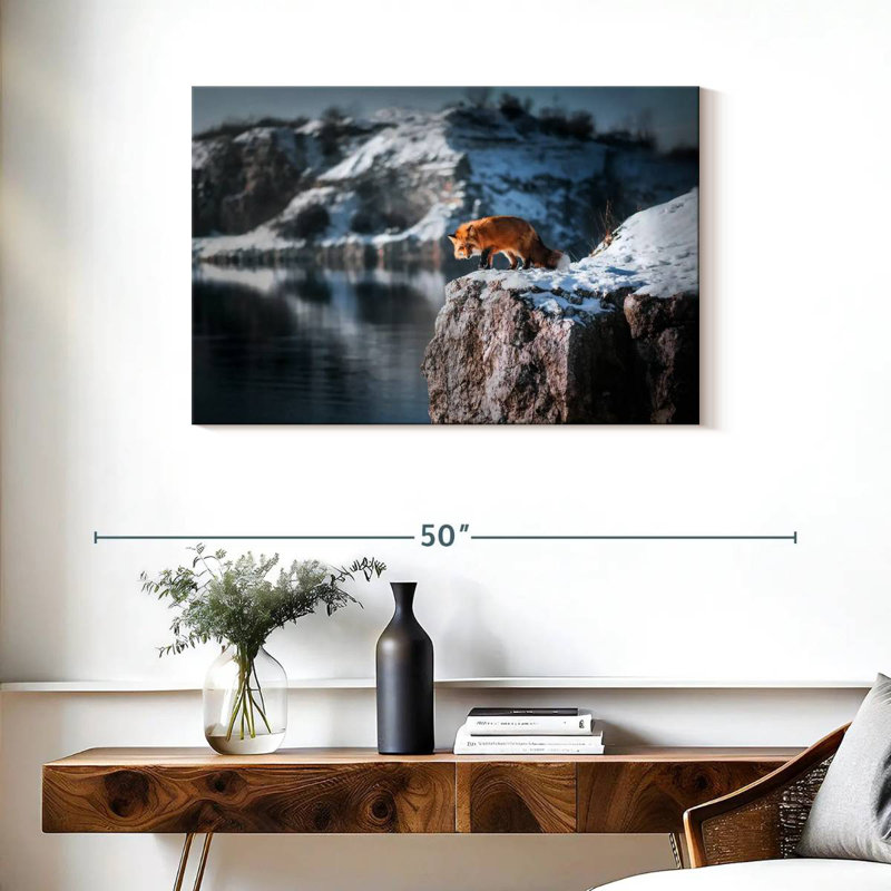 Brampt Fox On Cliff, 24" H x 36" W