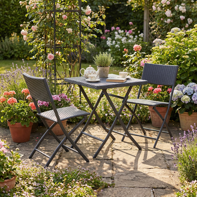2 - Person Patio Dining Set with Square Table, Grey