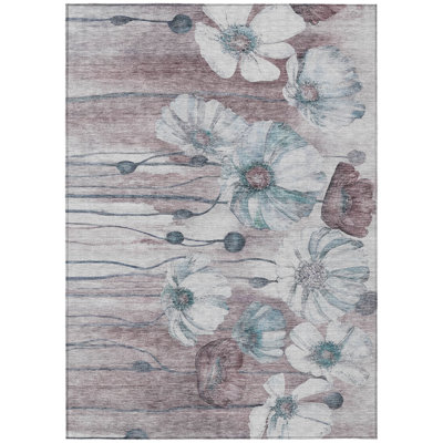 Tapis bleu sarcelle à motif floral turquoise et ivoire 3 pi x 5 pi