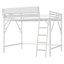 Grand lit mezzanine avec échelle, grand lit mezzanine en métal avec tablettes de rangement, lit mezzanine pour enfants, blanc
