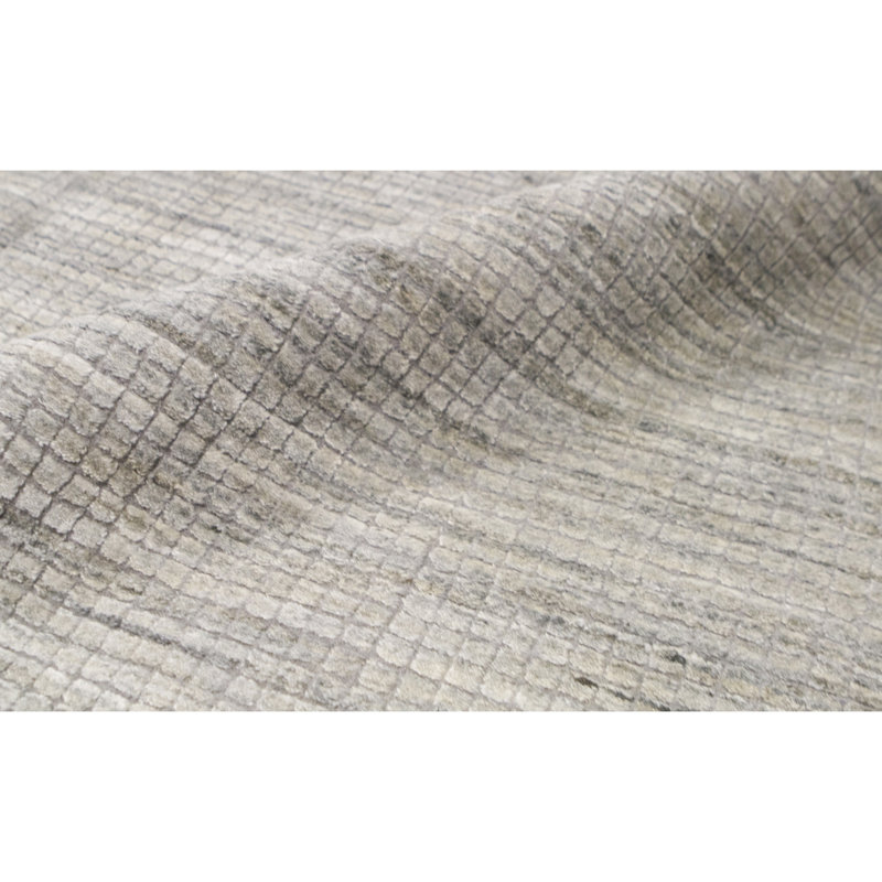 Hand Knotted Geometric Area Rug in Beige/Gray, Rectangle 8' x 10'
