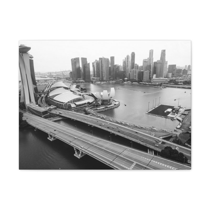 Toile singapourienne à couper le souffle, paysage urbain époustouflant, H 24 po x l 30 po