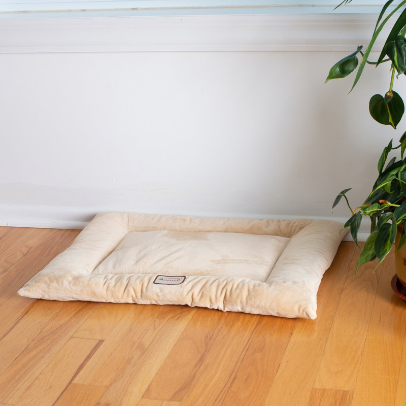 Large Beige Velvet Pet Bed Mat with Poly Fill