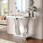 Mirrored Console Table,Modern Silver Entryway Sofa Table With Curved Stone-Inlaid Legs, Silver Glam Entryway Table
