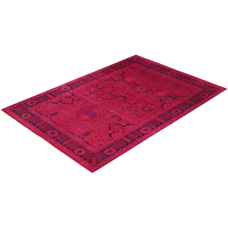 Overdyed Hand-Knotted Wool Modern-Contemporary Pink Area Rug 10' 5" x 13' 10"