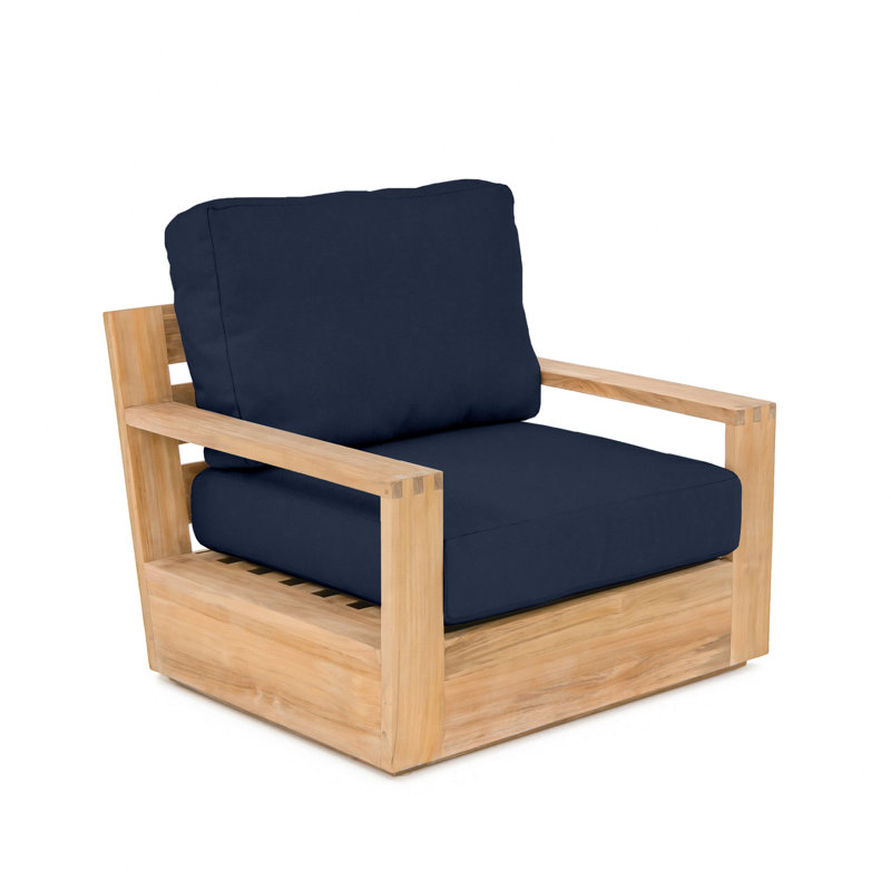 Caldas Outdoor Teak Lounge Chair, Indigo
