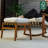Mid Century Solid Wood Ottoman-120832769