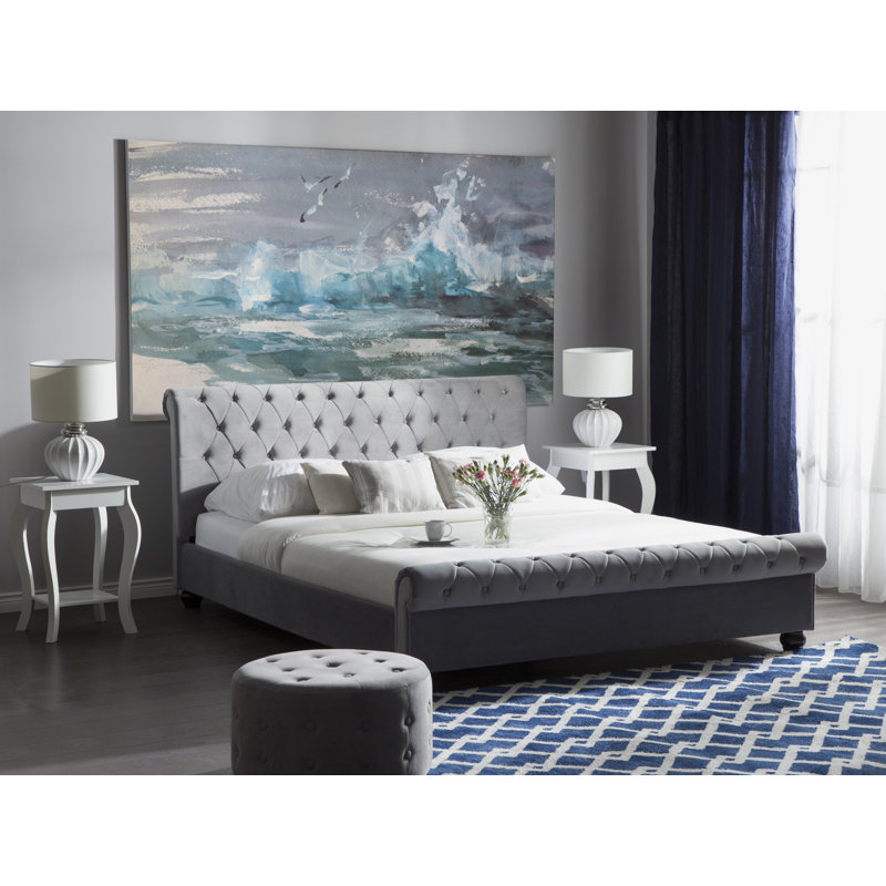 Mitzi Upholstered Bed, Super King (6'), Grey