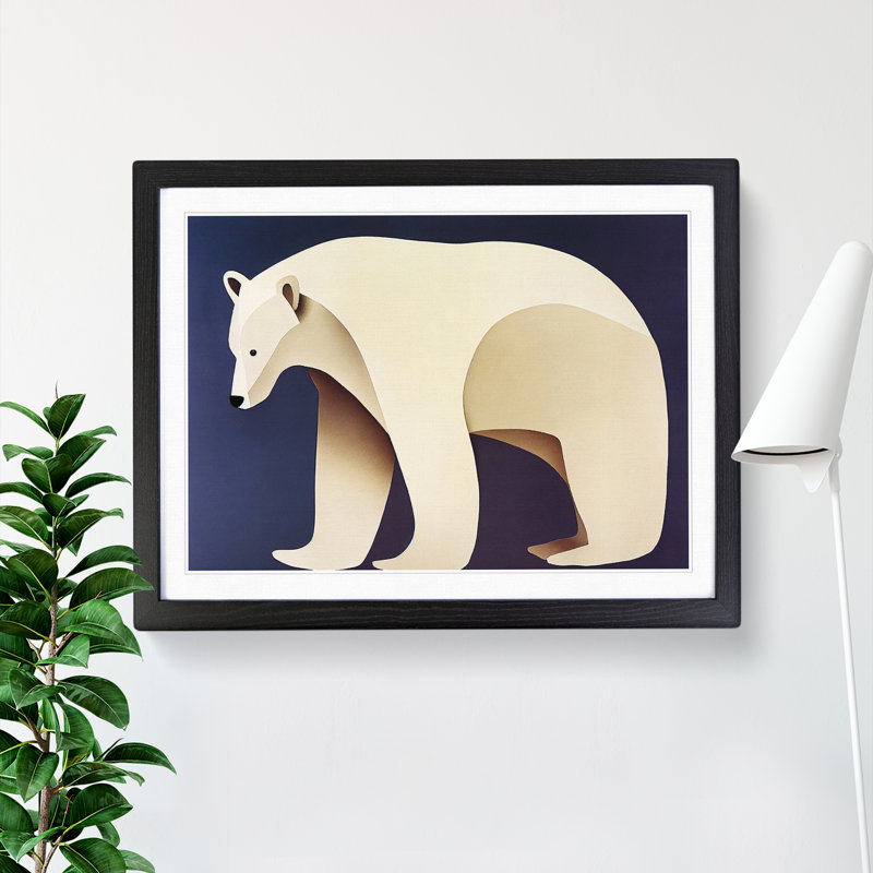 Bright Abstract Polar Bear - Single Picture Frame Print, Black Framed, 34cm H x 46cm W x 2cm D
