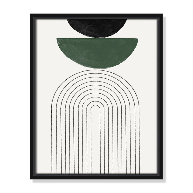 Reproduction de géométrie arquée par Miuus Studio, Framed Canvas, 12.5'' W x 15.5'' H, Black Floater