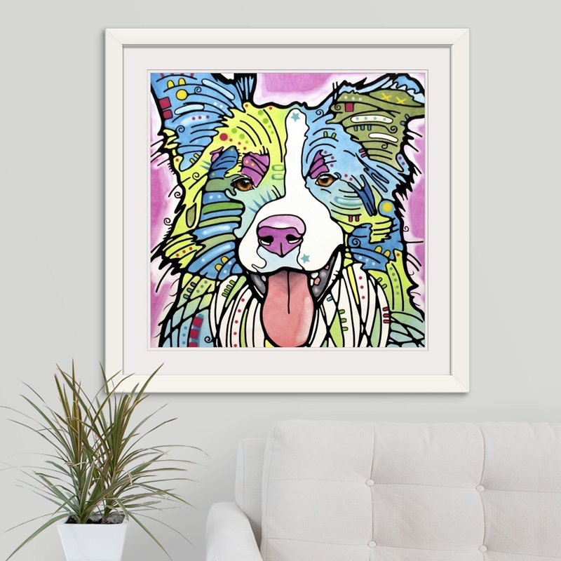 « collie », impression, H 32 po x l 32 po x P 1 po, Cadre blanc