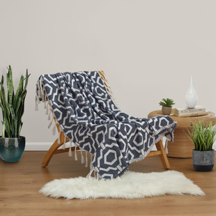 Dee Ocleppo Woven Jacquard Geometric Fringed Throw