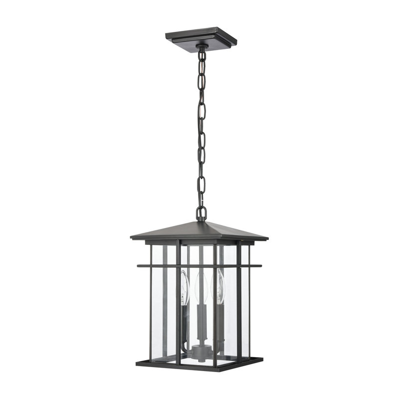 Luminaire suspendu d'extérieur 3 lumières Oak Park - noir mat 9 po, Noir