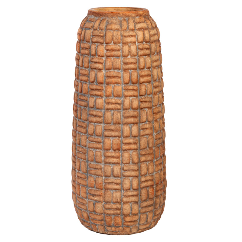 13.88" Terracotta Finish Vase – Modern Rustic Accent for Shelves & Tables
