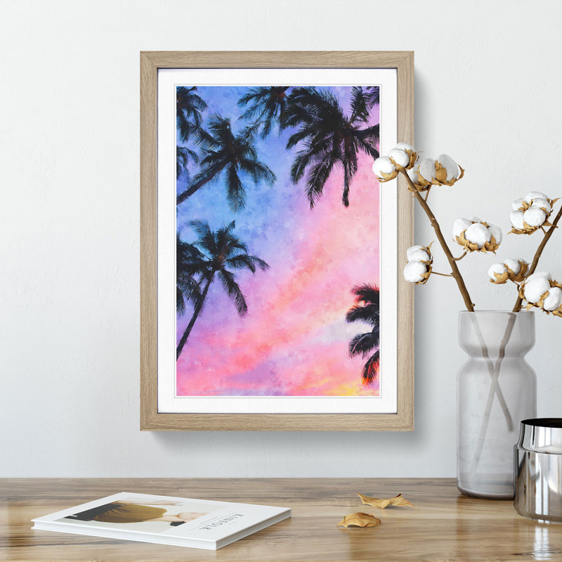 Palm Tree Paradise - Picture Frame Graphic Art Print, 87cm H x 62cm W x 2cm D, Oak Framed