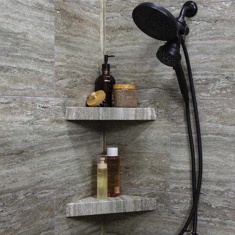 Grecian Earth Vinyl Waterproof Corner Shower Shelf