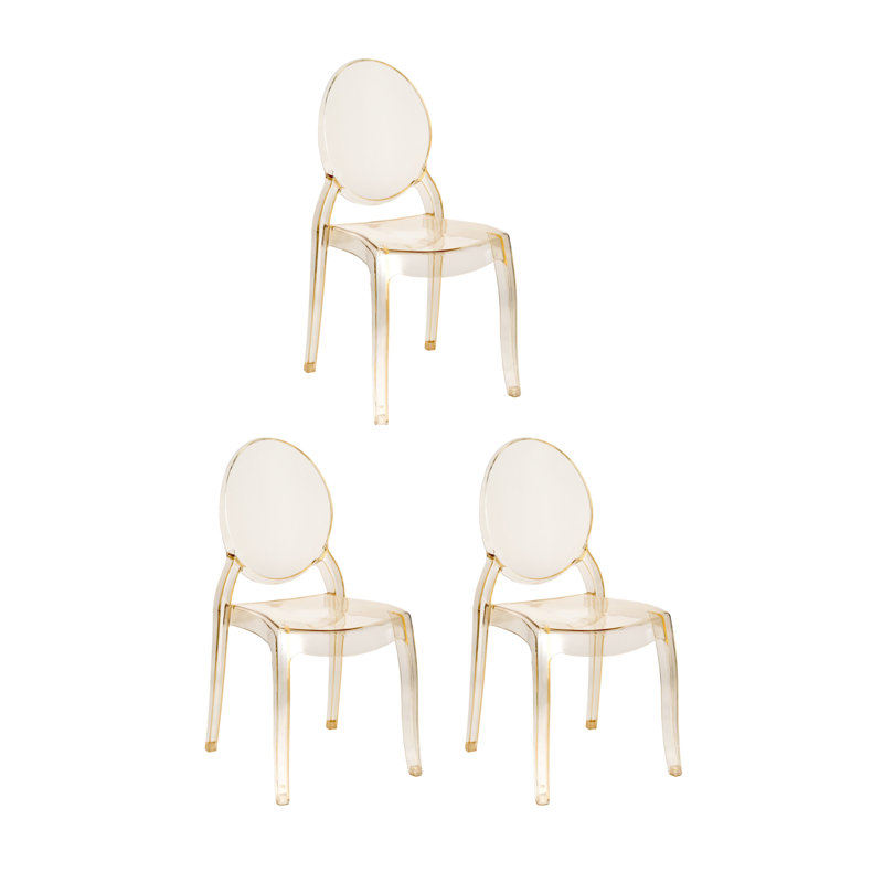 Ensemble de 3 chaises sans accoudoirs en résine Sophia Chivari, Doré