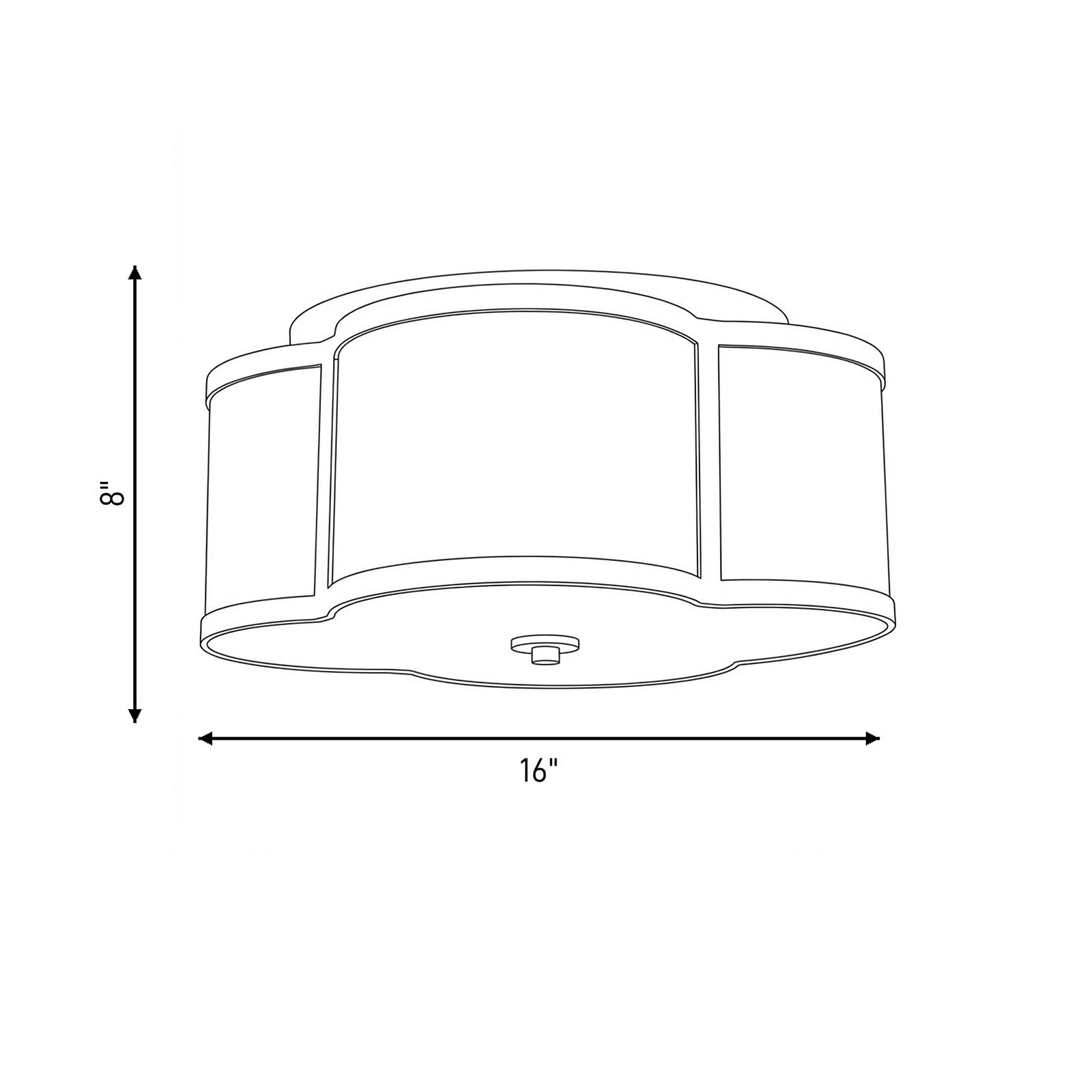 Luxton 3-Light Flush Mount, Nickel, 8" H x 16" W x 16" D