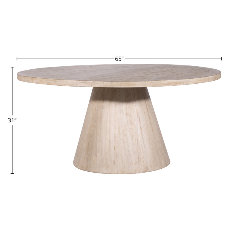 Ross Round Reclaimed Pine Cone Shaped Pedestal Base Dining Table, 30'' H x 65" W x 65" L