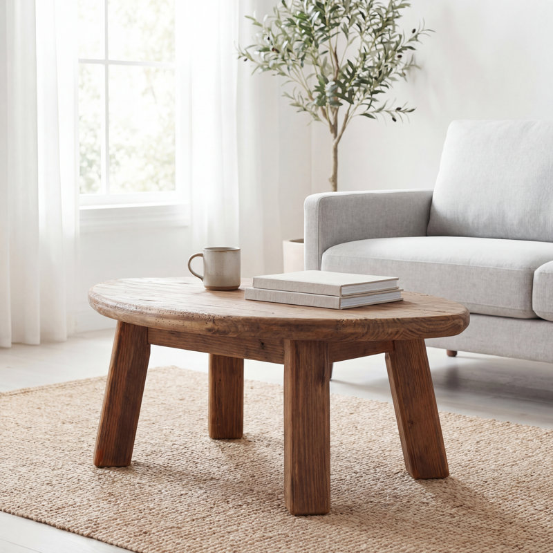 Wilder Oval Coffee Table, Solid Reclaimed Wood, Small 28x18x11