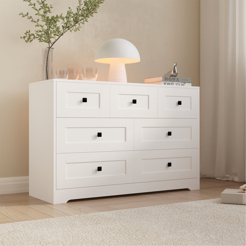 Commode 7 tiroirs avec porte de ferme blanche