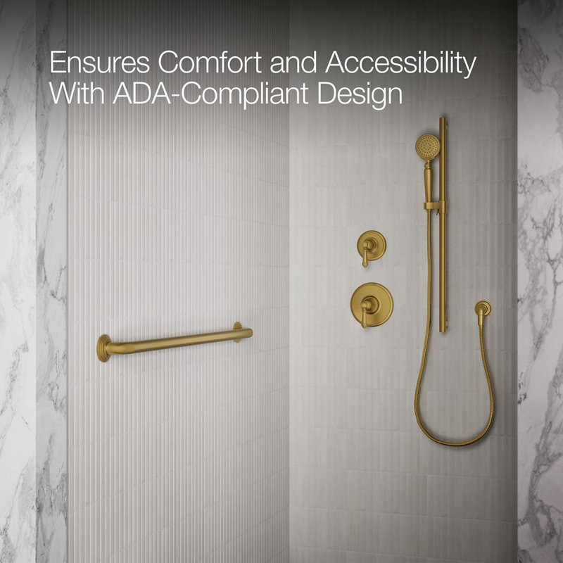 Traditional Grab Bar, 36"W, Vibrant Brushed Moderne Brass