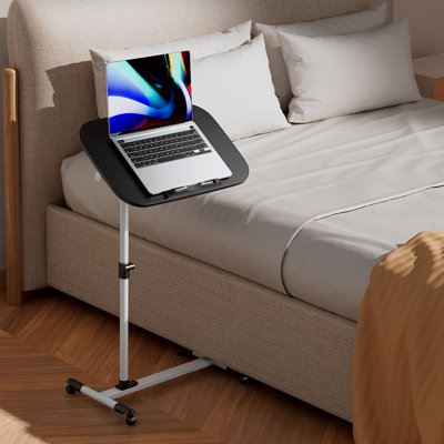 Mobile Computer Desk, Adjustable Height Standing Table, Laptop Desk Rolling Sit-Stand with Wheels