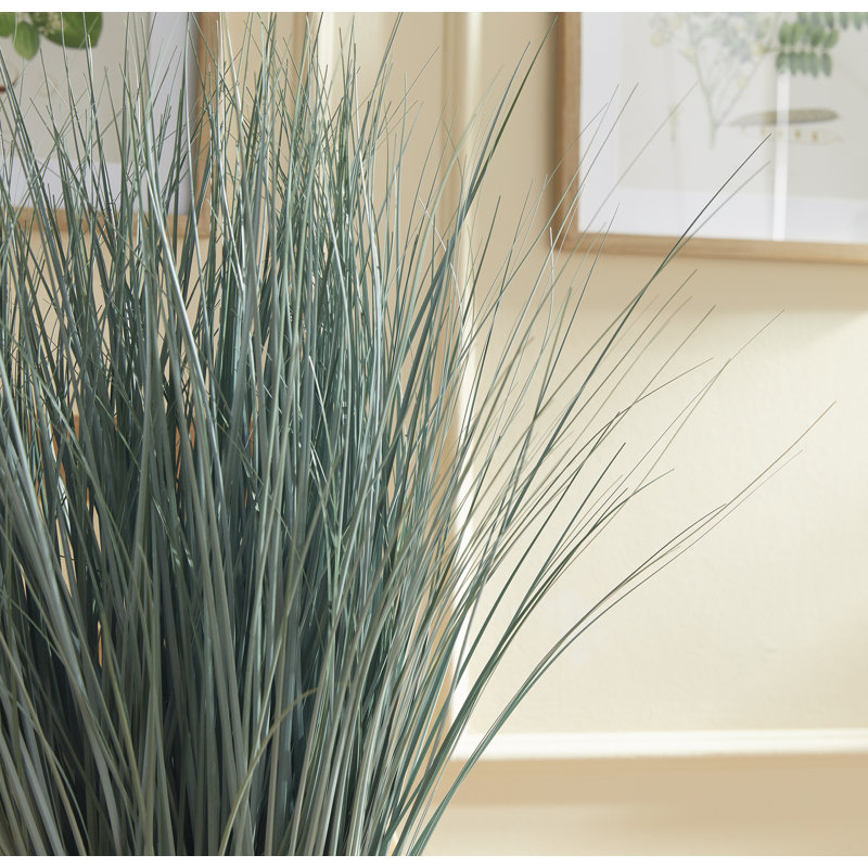 32'' Faux Blue Oat Grass in Black Round Pot