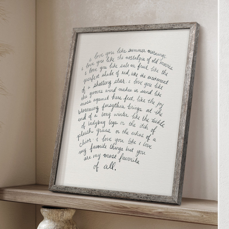 Lettre à un amoureux I, reproduction encadrée - bois massif, H 21 po x l 17 po