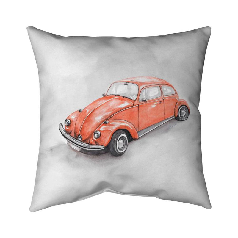 Vintage Red Beetle Car Red Poly Twill Throw | Home Decor