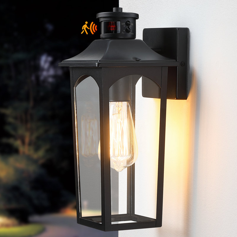 13.75"H Outdoor Wall Light with Clear Glass Shade (Set of 2), 2 Lights