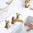 Two Handle Widespread High-Arc Bathroom Faucet With Drain Assembly, Brushed Gold