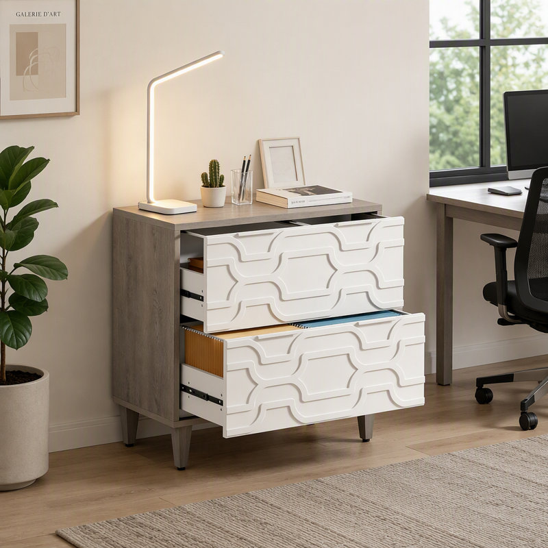 Classeur à 2 tiroirs avec rangement spacieux, conception élégante et fabrication durable pour la maison ou le bureau