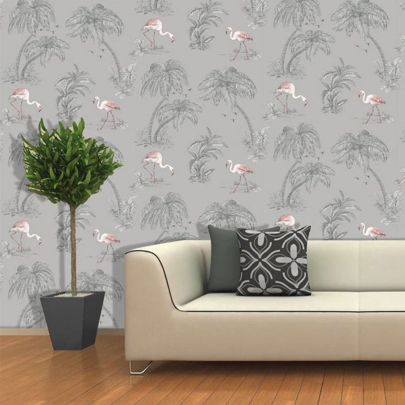 Dutch Wallcoverings Wallpaper Flamingo, Grey