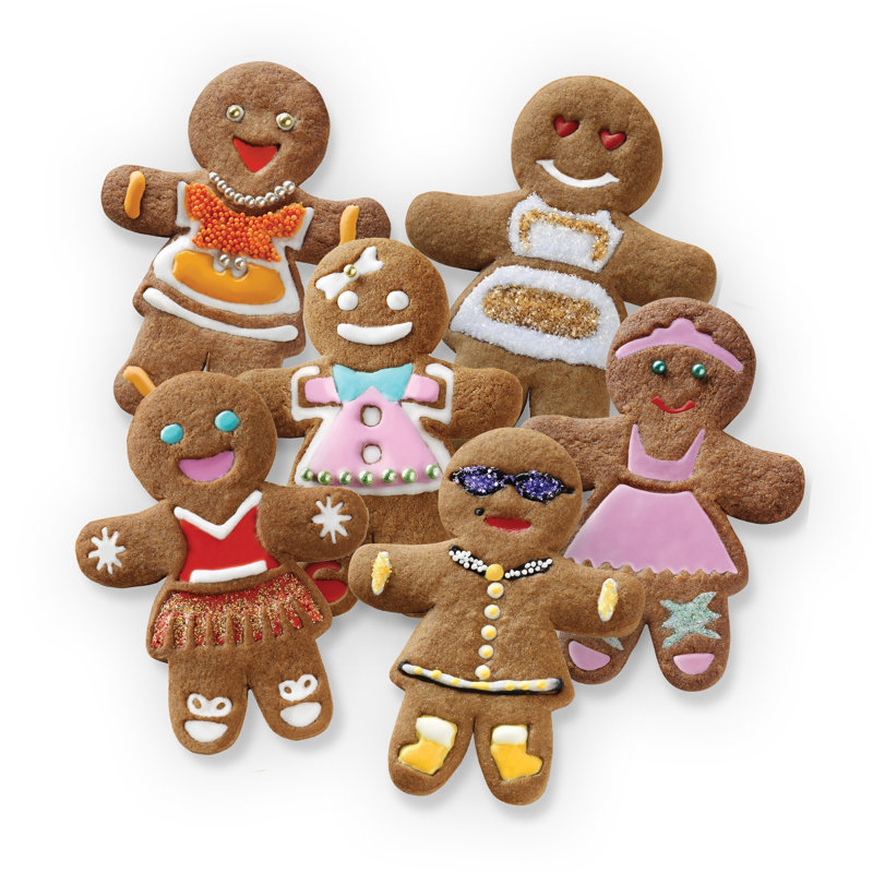 Tovolo Gingerbread Girl Cookie Cutter and Stamp Set of 6 for Holiday Baking, Fuchsia