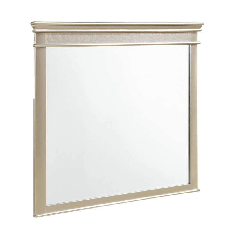 Miroir en bois, 41 po x 45,75 po, Argent champagne