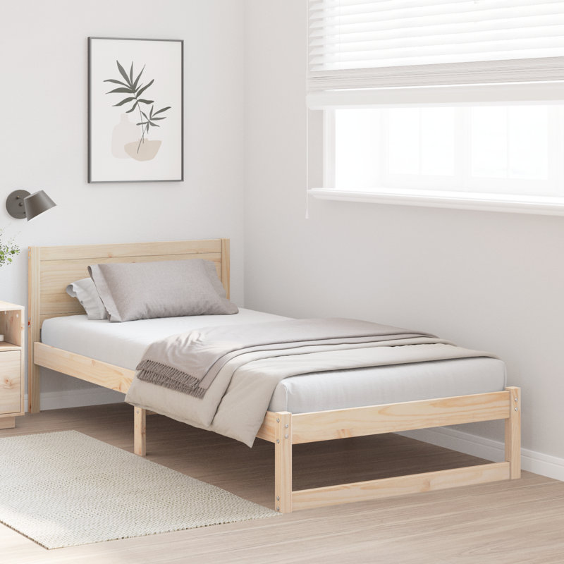 Bed Frame Solid Pine Wood 90 X 190 Cm Convertible, Natural