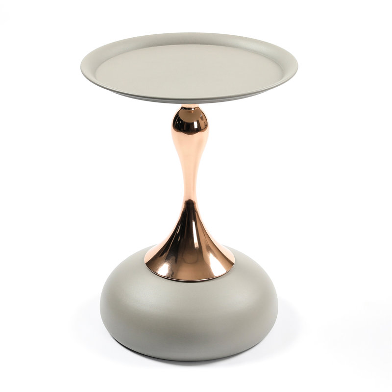 Table d'appoint moderne en métal, table d'appoint ronde Tail Inspired, Gris mat