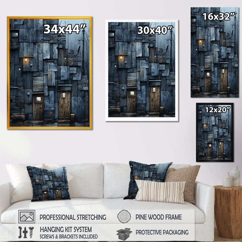 Cubsism Tile Elegance - Art mural abstrait, Toile tendue, H 20 po x l 12 po x P 1 po