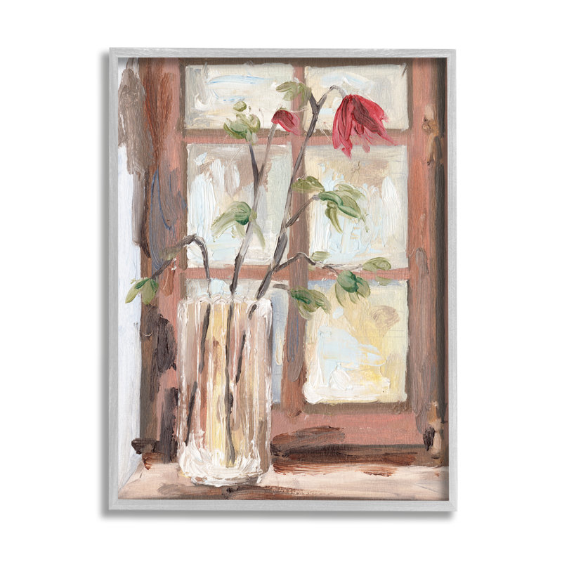Vase de fleurs doux rouge, Estampe numérique Farmhouse, H 20 po x l 16 po