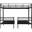 Lit superposé triple en métal noir avec conception double au-dessus de simple, vertical, rail et rangement pour les soirées pyjamas de printemps