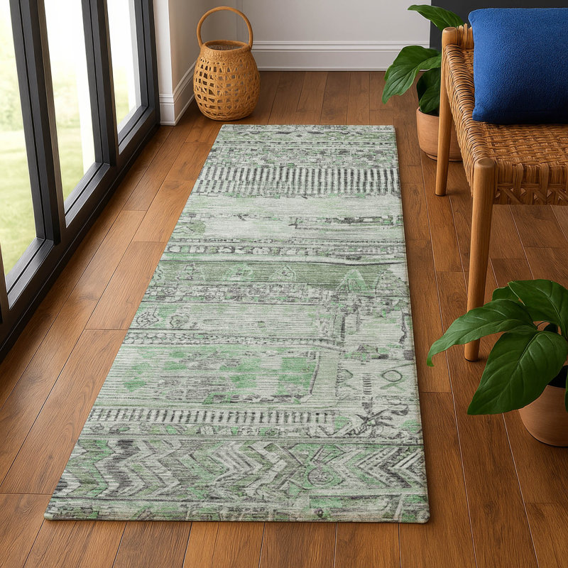 Premium Machine Washable Ashington AMF1835 Stripes Rug, Runner 2'3" x 7'6"