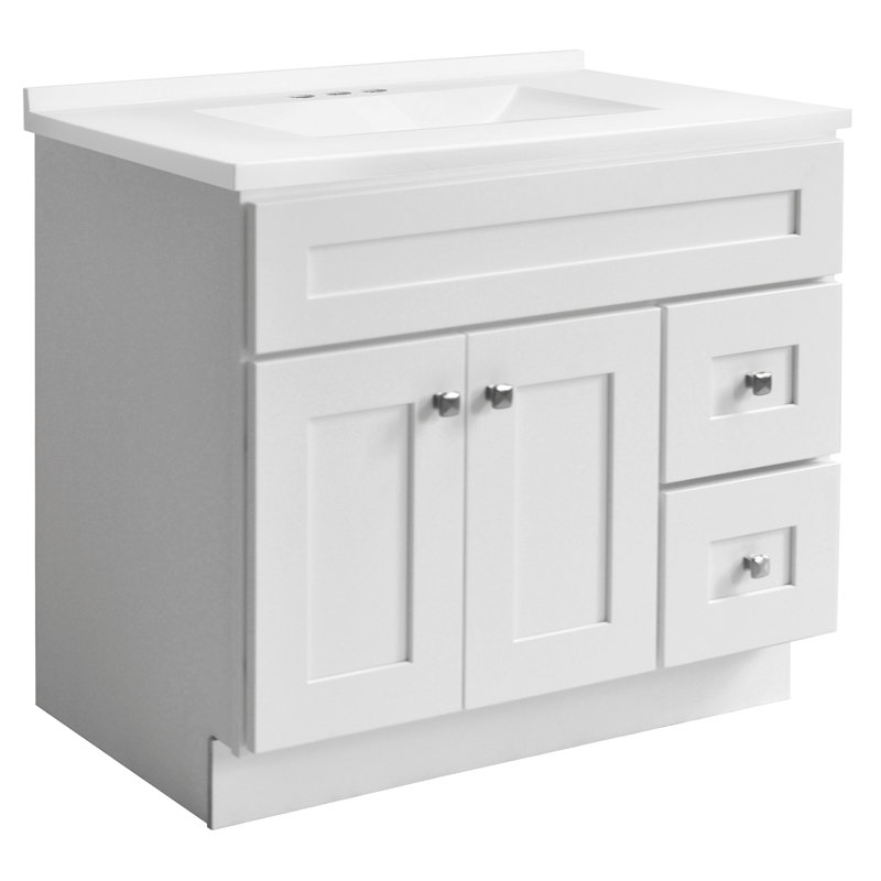 Ensemble de meuble-lavabo en bois massif de 37 pouces avec dessus de lavabo moderne Brookings, assemblé, Sherwin Williams - Design House, 216218