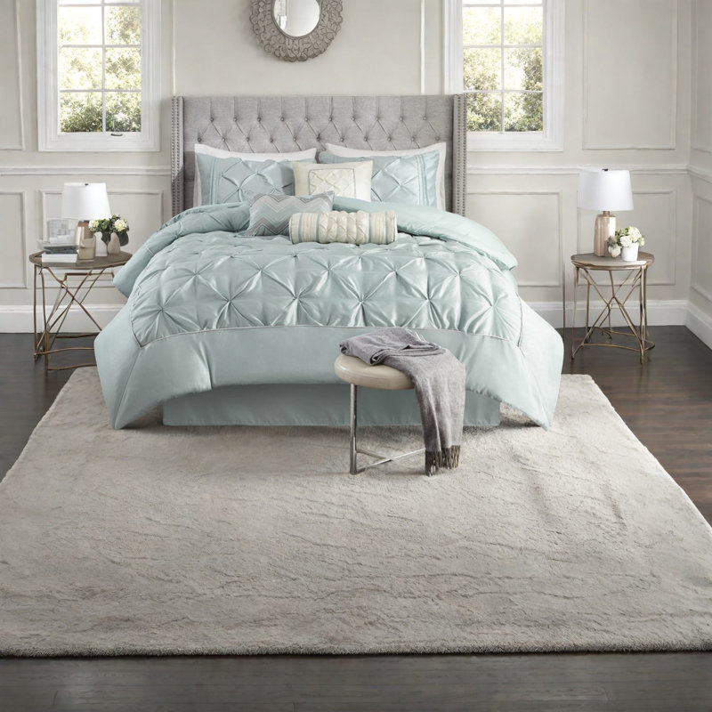 Ensemble de literie 7 pièces Elegant Seafoam, édredon en polyester pour la maison