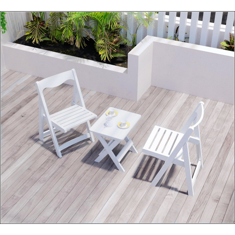 Foldable Small Table And Chair Set With 2 Chairs And Rectangular Table  White