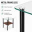 Tables d'appoint carrées en verre trempé 16,3 po (ensemble de 2) avec tablette de rangement, noir / transparent-130070976